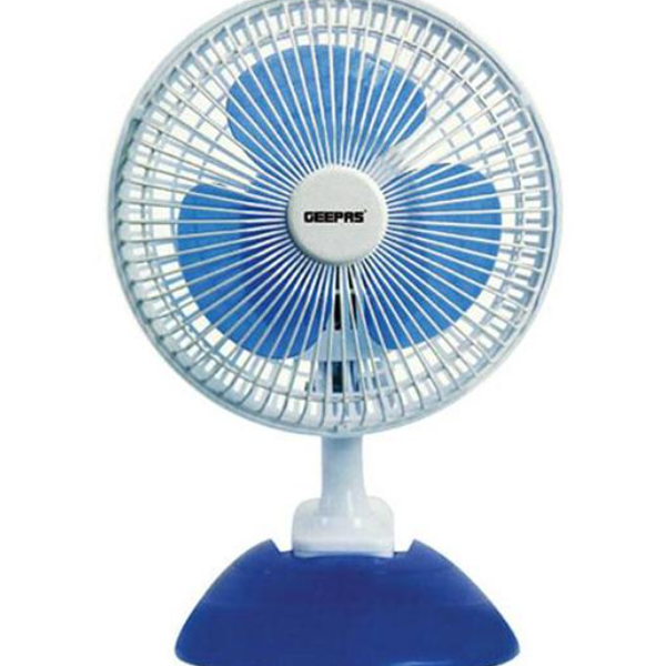 Geepas GF9608 6-inch 2 in 1 2 Speed Table Fan with Clip - White & Blue