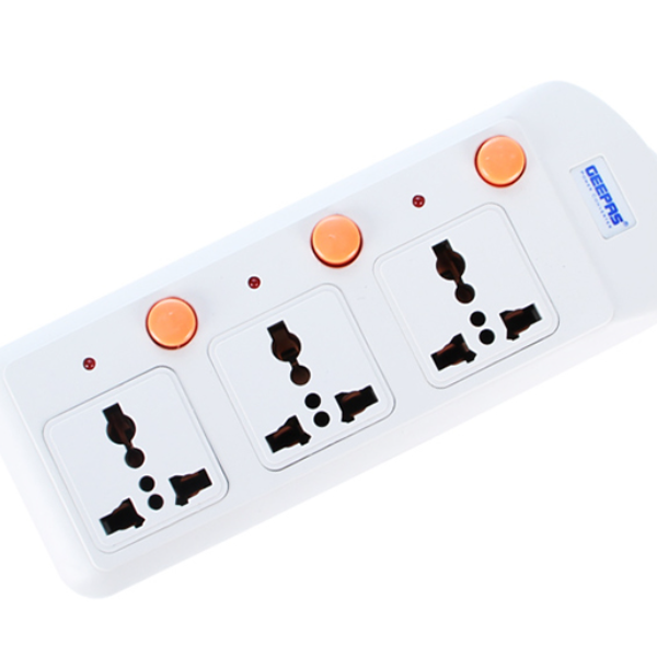 Geepas GES4002-VDE 3 Way Extension Socket Plug - White